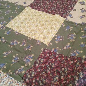 Very large handmade blanket with Raggedy Dolls motifs 49 X 98 inches